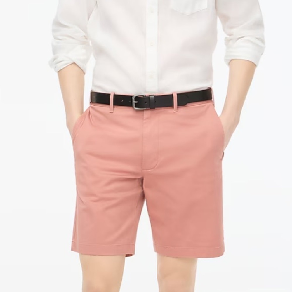 J crew feathered rose 9" flex chino short